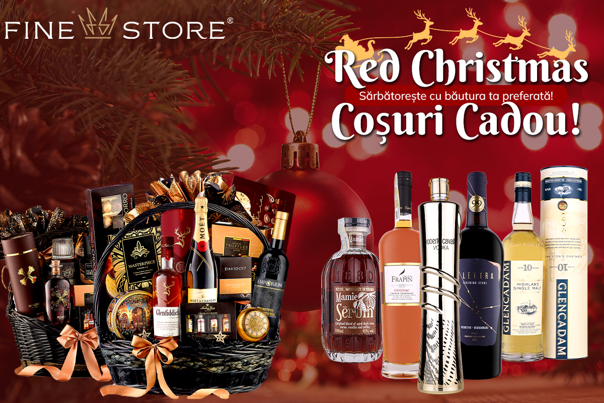 Coșuri cadou FineStore, opțiunea perfectă pentru daruri de Crăciun elegante și rafinate.